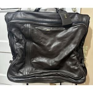 Brown Leather Scully Vintage Garment Suit Valet Bag w/Shoulder Strap Initials